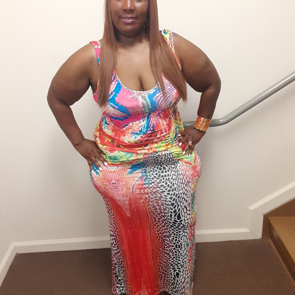 Abract Print Maxi Plus Size (2)